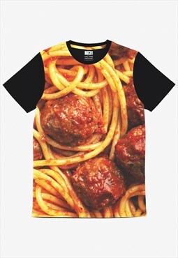 Spaghetti and Meatballs Unisex Digital Photo Print T-Shirt 