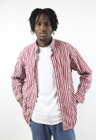 VINTAGE TOMMY HILFIGER STRIPED MAROON SHIRT