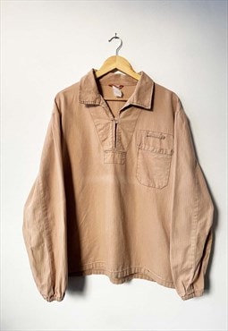 Vintage Workwear Smock Herringbone Cotton Brown