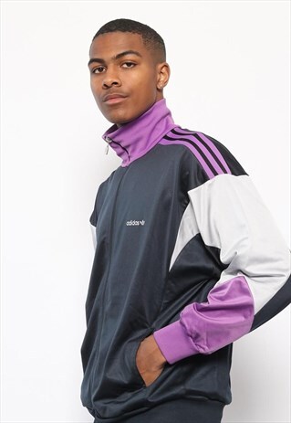 VINTAGE ADIDAS LOGO 3 STRIPE TRACK JACKET BLACK