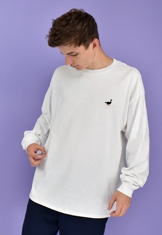 G&G UNISEX WHITE GOOSE L/S CUFFED TEE