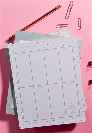 A GIFT FROM THE GODS WEEKLY DESK PLANNER IN WHITE AND SILVER