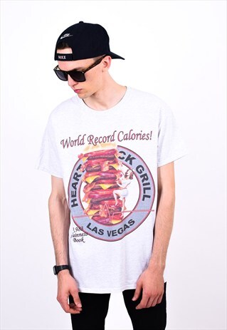 VINTAGE 90S GREY LAS VEGAS GRILL T-SHIRT