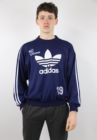 VINTAGE ADIDAS NAVY PRINT SWEATSHIRT
