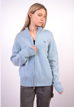 Vintage Fred Perry Cardigan Sweater Blue