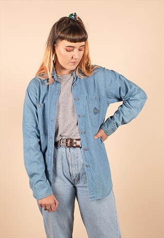 VINTAGE HARLEY DAVIDSON DENIM SHIRT /R8052