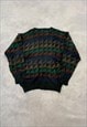 VINTAGE KNITTED JUMPER ABSTRACT PATTERNED KNIT SWEATER