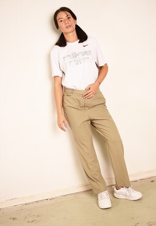 VINTAGE 80S RETRO CLASSY NEUTRAL MINIMALIST TAPERED TROUSERS
