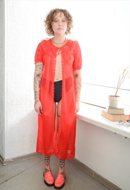 Vintage 80's Red Transparent Night Gown