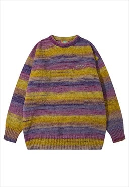 Striped sweater color block jumper rainbow pullover purple