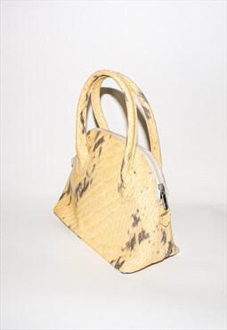 Vintage Y2K snake leather shoulder bag in sun yellow