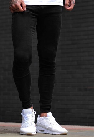 ESSENTIAL SLIM SKINNY DENIM JEANS - WASHED BLACK