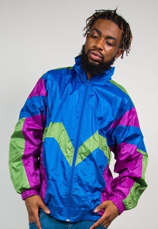 90'S COLOUR BLOCK WINDBREAKER SHELL JACKET