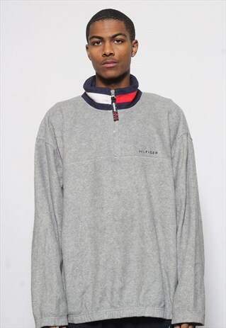 VINTAGE TOMMY HILFIGER 1/4 ZIP FLEECE GREY