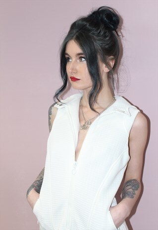 RETRO 60S STYLE A-LINE HOODED DRESS WITH WAFFLE TEXTURE