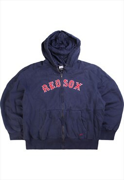 Vintage  Nike Hoodie MLB Red Sox Full Zip Up Navy Blue