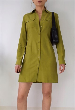 VINTAGE 90S GREEN SHIRT DRESS S