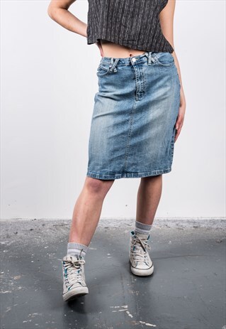 VINTAGE 1990S BLUE DENIM SKIRT