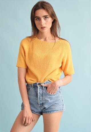 90'S RETRO RIBBED KNIT OVERSIZED MOMS TOP