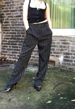 VINTAGE PIN STRIPE TROUSERS Y2K UNISEX GRUNGE PUNK