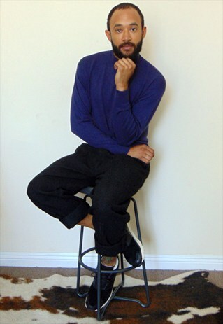 90S MINIMALIST LUXURY SILK BLEND MOCK NECK PURPLE SWEATER