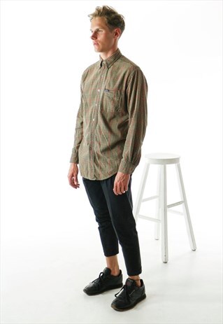 BROWN PLAID SHIRT / RALPH LAUREN BUTTON UP VEST