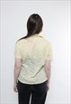 VINTAGE 90S SHEER BLOUSE, FLOWERS BLOUSE YELLOW SUMMER 