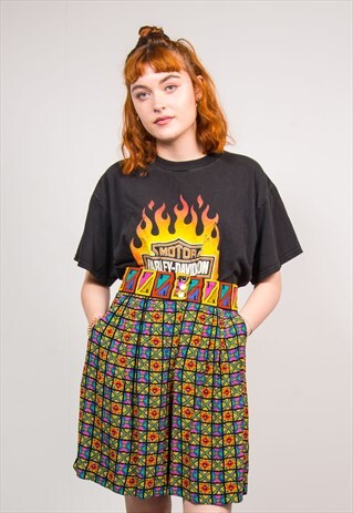 90'S VTG MULTICOLOUR CRAZY ABSTRACT PATTERN CULOTTES SHORTS