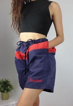 Vintage Nautica Shorts in Blue with Spell Out Logo