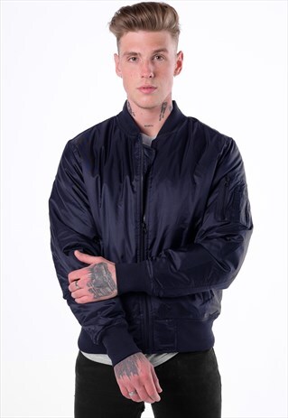 ESSENTIAL BOMBER JACKET - NAVY BLUE/GREY