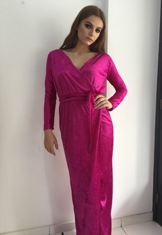 hot pink velvet dress