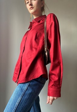 Vintage 90s Red Cotton Shirt Size M/L