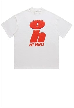 Bro t-shirt vintage poster print tee fraternity top white 