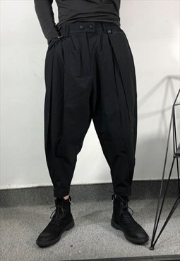 Yamamoto-style 3D-cut Velcro-cuff Pants