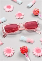 Pink Rectangle Oval Sporty Y2K Sunglasses Chunky Frames