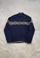 ABSTRACT KNITTED JUMPER 1/4 ZIP PATTERNED KNIT SWEATER