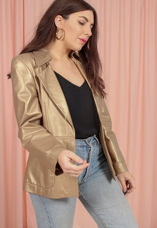 VINTAGE 70S LEATHER JACKET IN GOLD