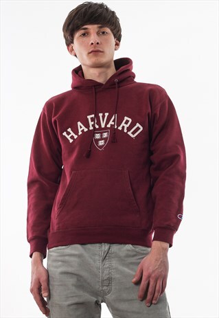 VINTAGE CHAMPION HARVARD HOODIE PULLOVER 90S RED