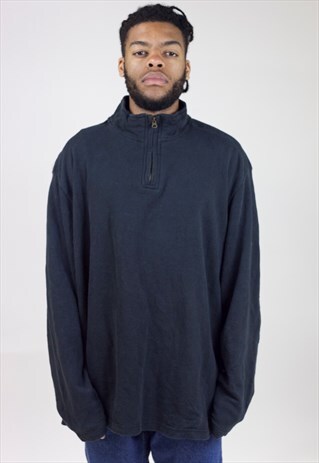 VINTAGE 90S WRANGLER BLACK QUARTER-ZIP SWEATSHIRT