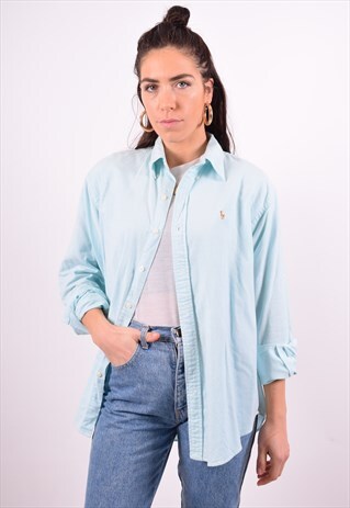 RALPH LAUREN WOMENS VINTAGE SHIRT SMALL BLUE 90'S
