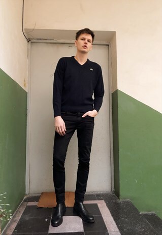 VINTAGE V NECK WOOL LACOSTE CARDIGAN JUMPER FROM 80S