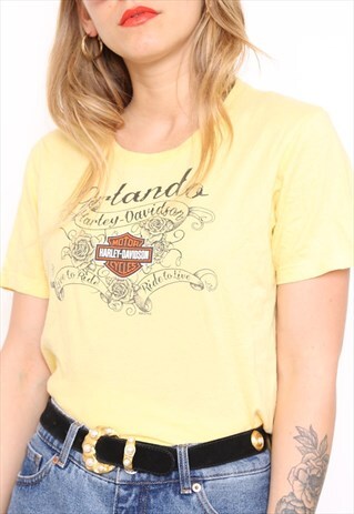 VINTAGE HARLEY DAVIDSON YELLOW TOP T-SHIRT