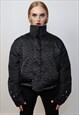 CROPPED BOMBER JACKET RAISED NECK PUFFER QUILTED FANCY COAT