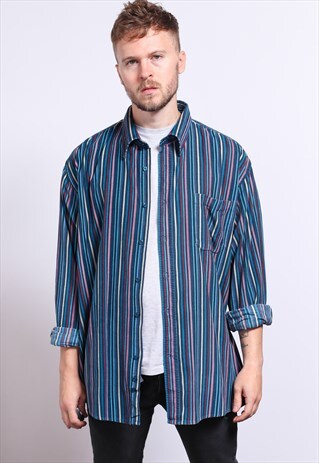 VINTAGE CORDUROY CORD STRIPED SHIRT