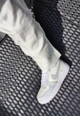 Custom Air Force 1 in Cream & Light Grey (Larger Sizes)