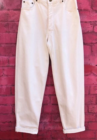 VINTAGE 90'S HIGH WAISTED WHITE JEANS W27