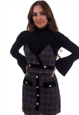 BELINDA THREE PIECE TWEED CROP TOP SET