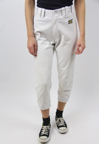 VINTAGE WHITE CROPPED BASEBALL TROUSERS