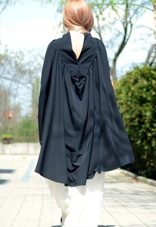 BLACK TUNIC DRESS / CAPE GOWN / BOHO TUNIC/ LOOSE TUNIC
