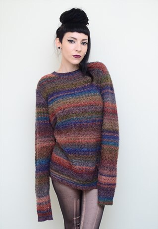 VINTAGE 90'S GRUNGE HIPPIE KNITTED WINTER JUMPER
